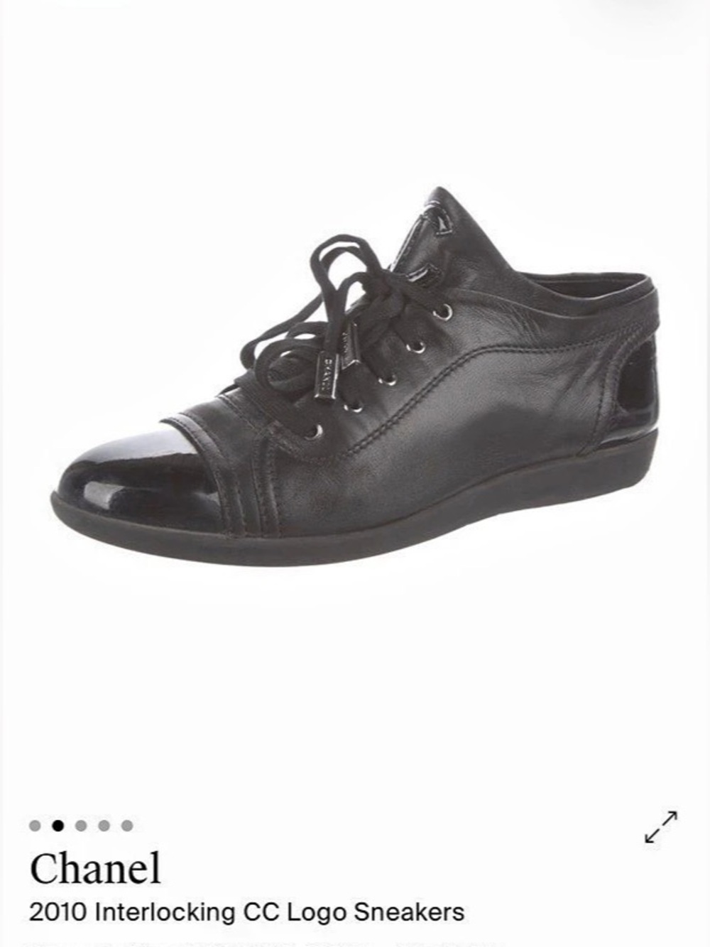 Chanel 2010 Interlocking CC Logo Sneakers Black Women's 39.5